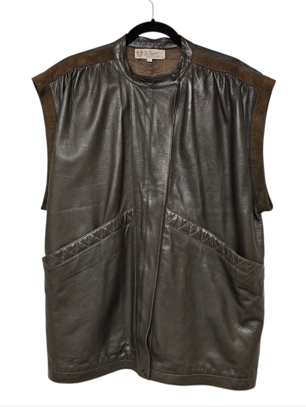 Vintage Gucci Olive Green Leather Vest